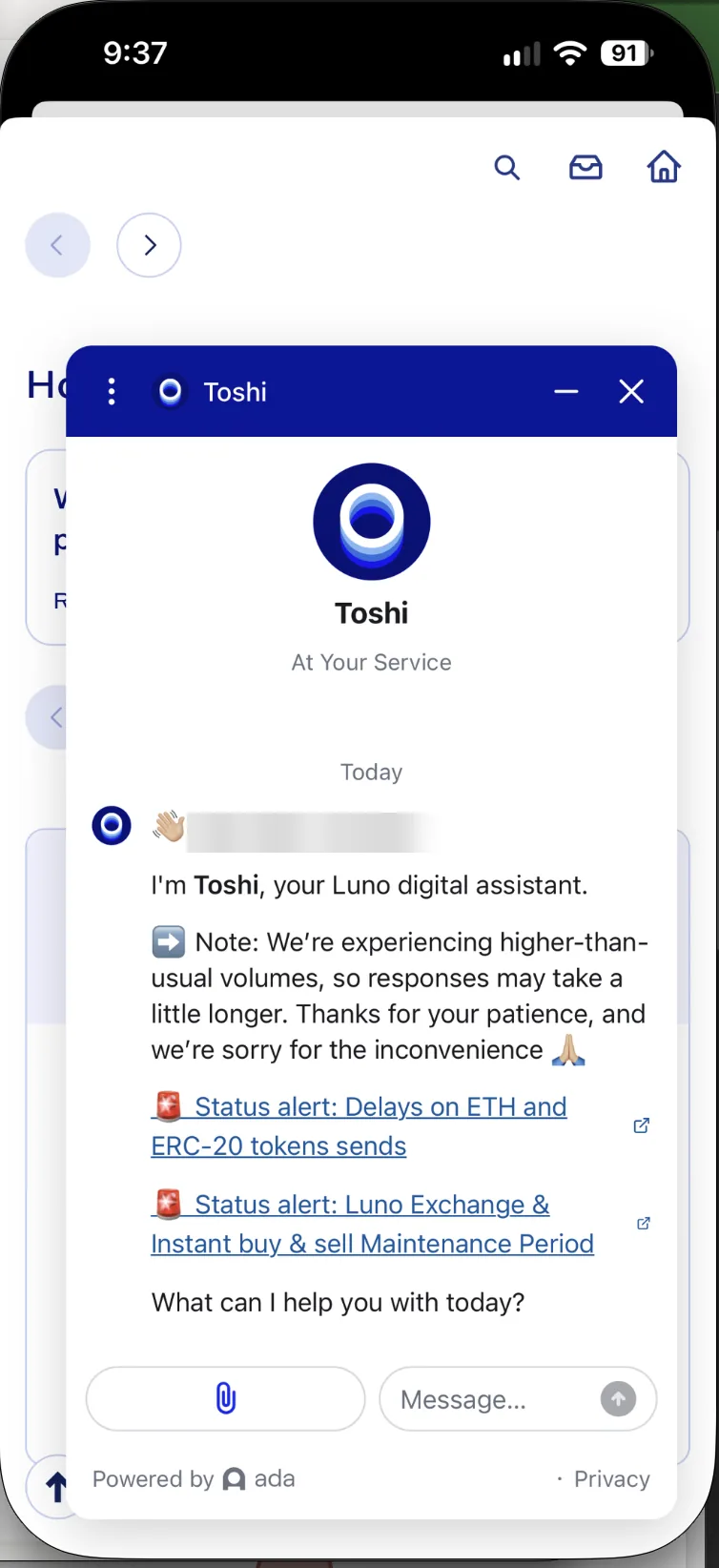 Skrin app Luno